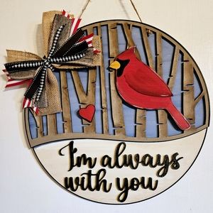 Christmas Home Decor, Cardinal Door Hanger, Memorial Gift Idea, Winter D…